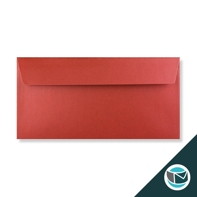 Parelmoer Envelop - 110x220 mm - Rood Strip 120 grams