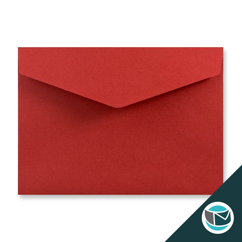 Wenskaart Envelop met Puntklep Strip - 114x162 mm (C6) - Donkerrood
