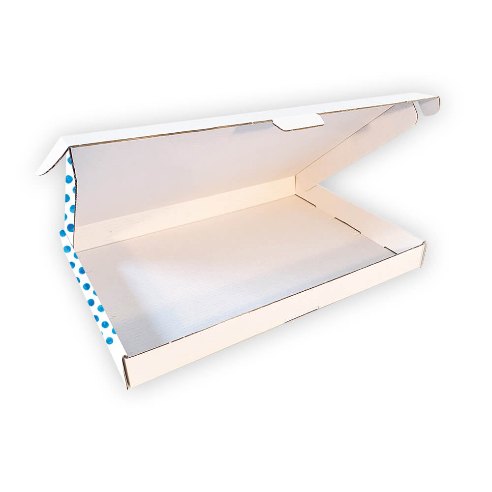 Brievenbusdoos met Bovenklep – A6 – 160 x 115 x 28 mm – Blauwe Bolletjes