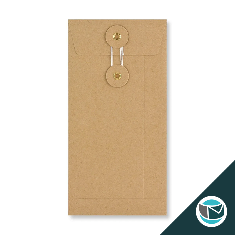 Envelop met Japanse Sluiting - 220x110x25 mm - Bruin (incl. Zijvouw)