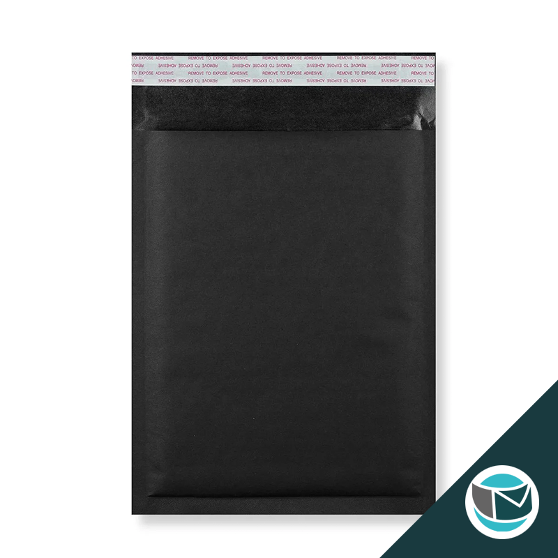 Kraft luchtkussen envelop met strip - 250x180 mm - Zwart