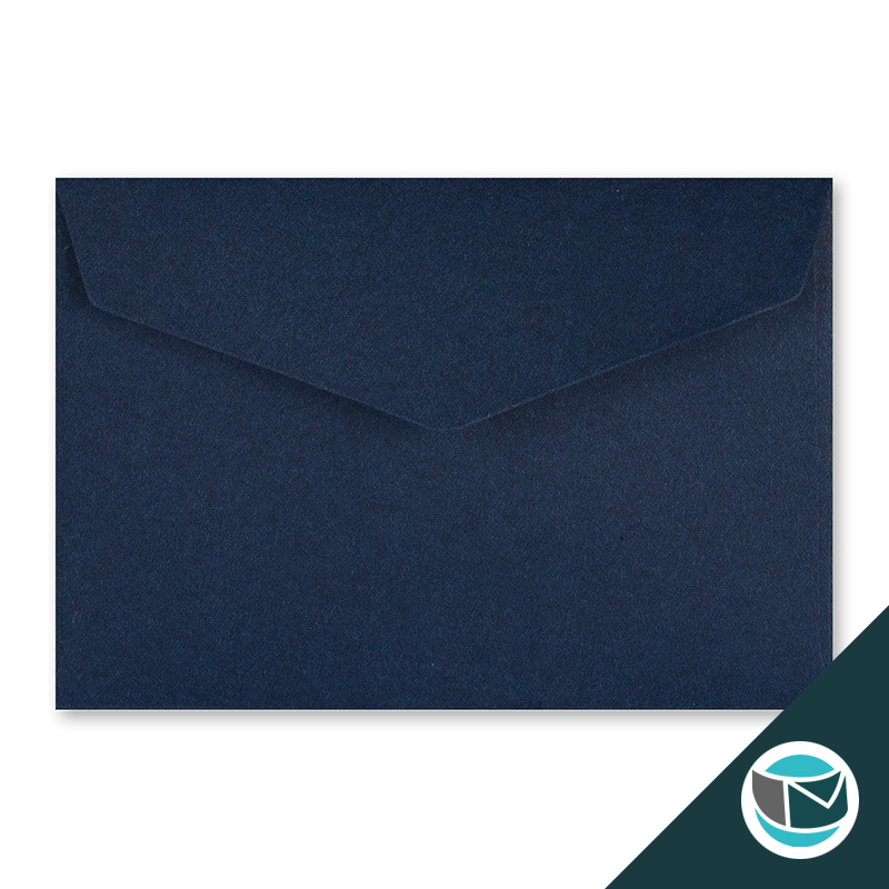 Wenskaart Envelop met Puntklep Strip - 62x94 mm - Marine Blauw