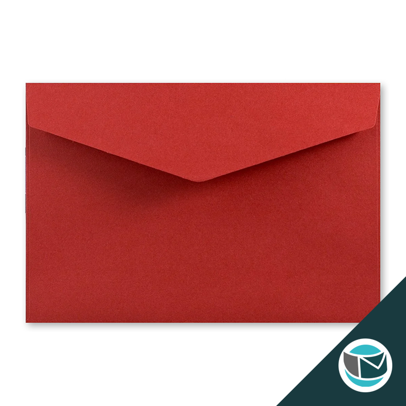 Wenskaart Envelop met Puntklep Strip - 62x94 mm - Donkerrood
