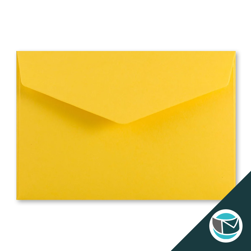 Wenskaart Envelop met Puntklep Strip - 62x94 mm - Donkergeel
