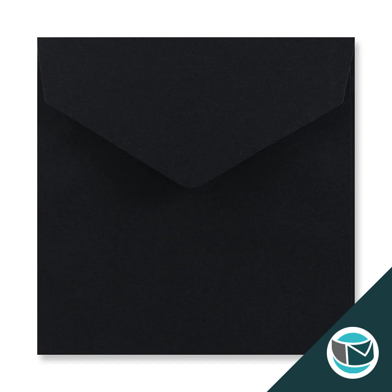 Wenskaart Envelop met Puntklep Strip - 170x170 mm - Zwart