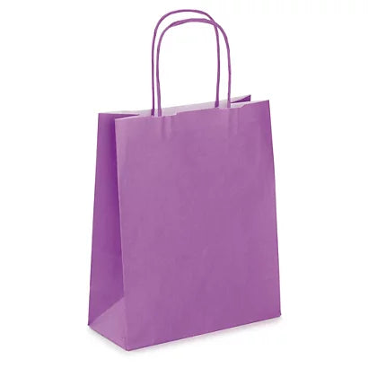 Lila minidraagtas kraft 18x8x22cm, verpakt per 50 stuks