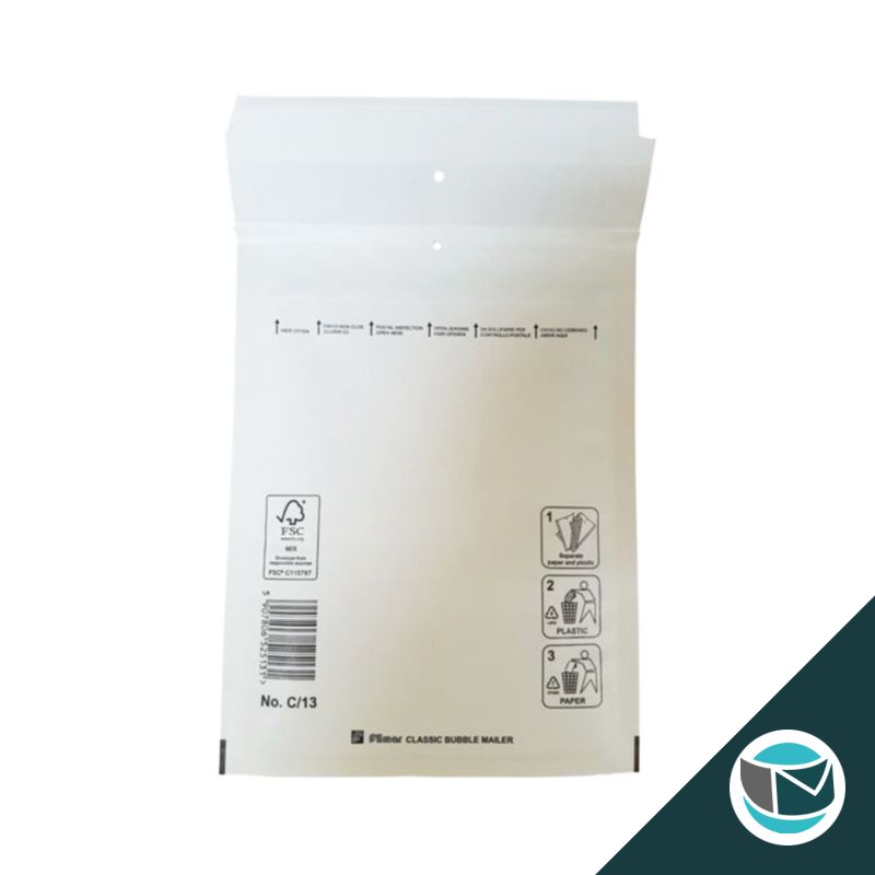 FSC Papier - Witte luchtkussen envelop C-13 tearstrip (A5), binnenmaat 150x215mm