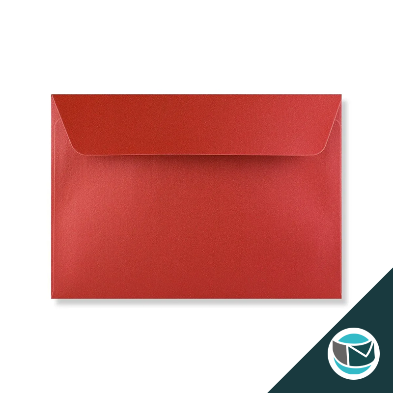 Parelmoer Envelop - 114x162 mm (C6) - Rood Strip 120 grams