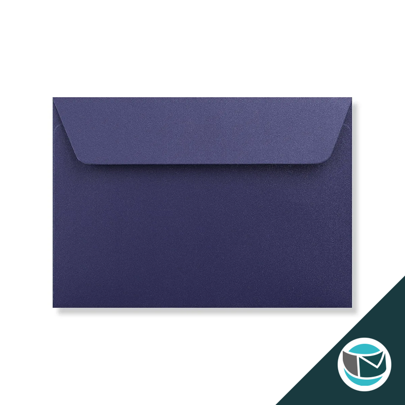 Parelmoer Envelop - 114x162 mm (C6)- Blauw Strip 120 grams