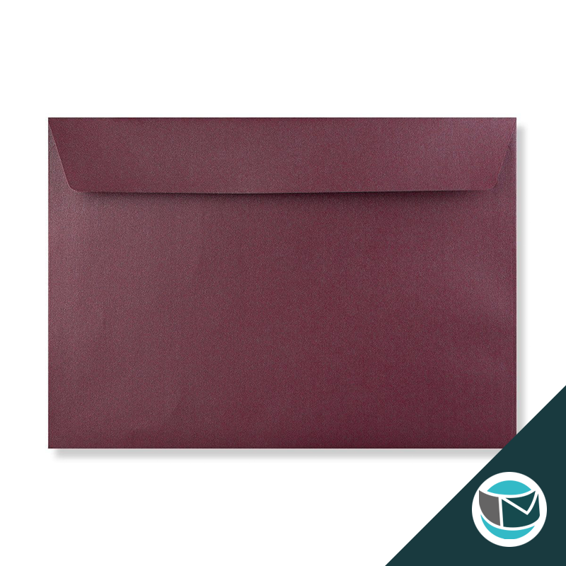 Parelmoer Envelop - 162x229 mm (C5) - Aubergine Strip 120 grams