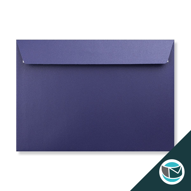 Parelmoer Envelop - 162x229 mm (C5)- Blauw Strip 120 grams