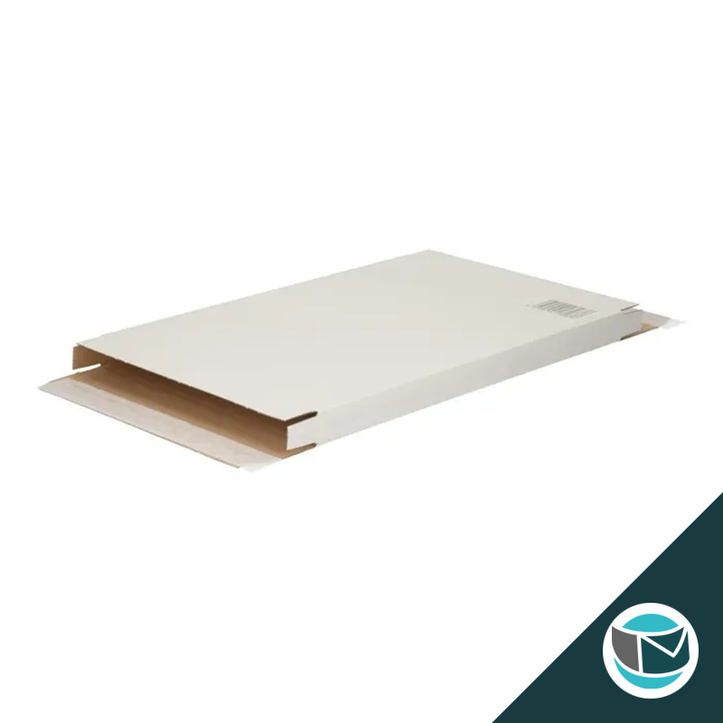 A4+ Brievenbusdoos 350x250x28mm met Strip, Wit/Bruin