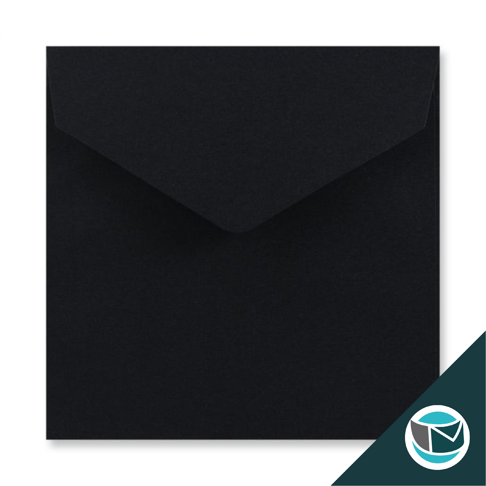 Wenskaart Envelop met Puntklep Strip - 155x155 mm  - Zwart