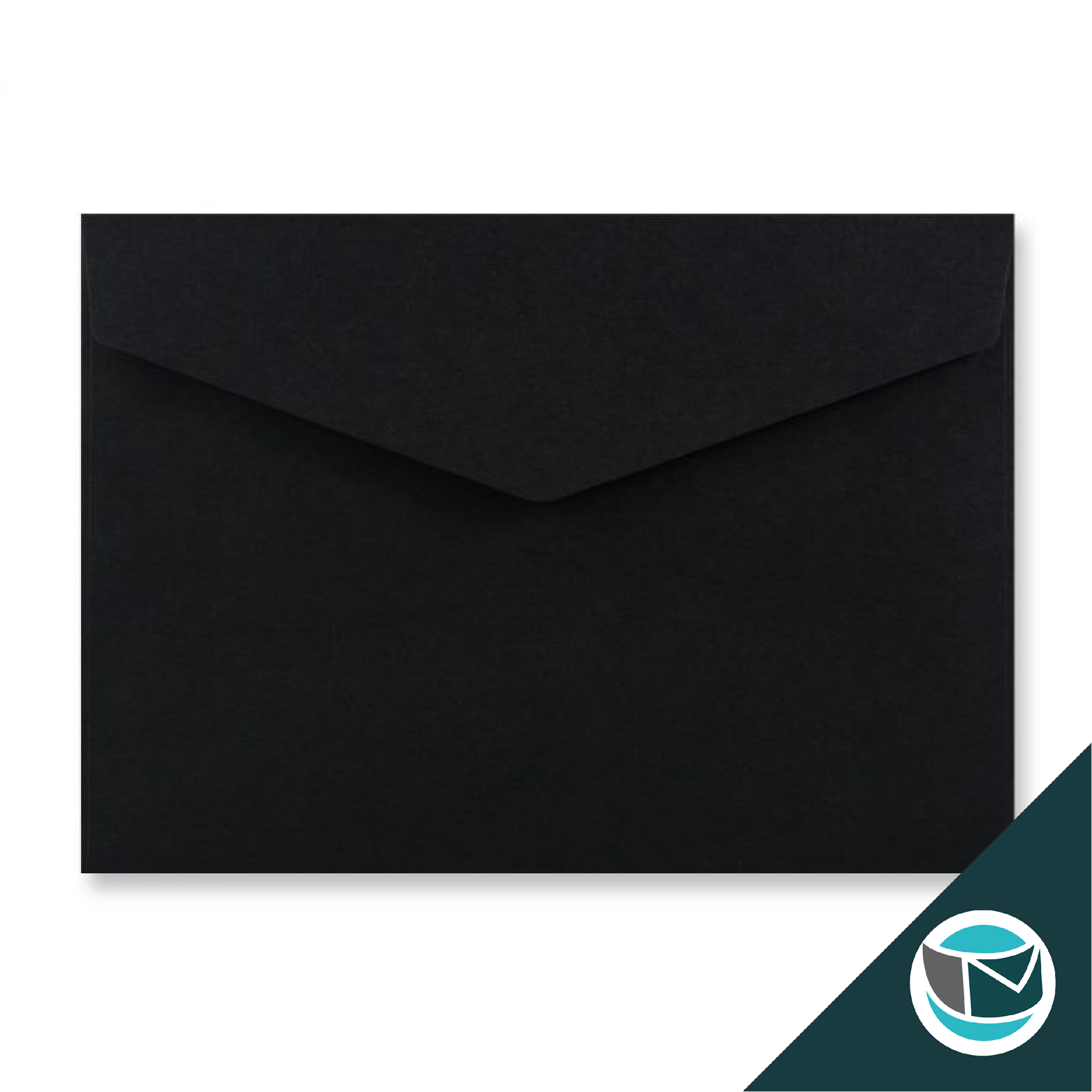 Wenskaart Envelop met Puntklep Strip - 114x162 mm (C6)  - Zwart