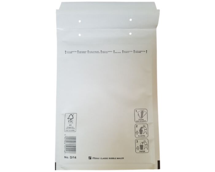 FSC Papier: Witte luchtkussen envelop K-20 tearstrip (A3), binnenmaat in MM: 350 x 470