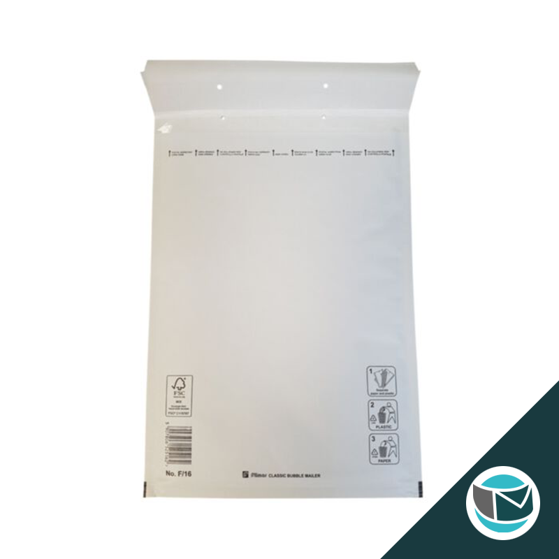 FSC Papier - Witte luchtkussen envelop F-16 tearstrip (A4), binnenmaat 220 x 340mm