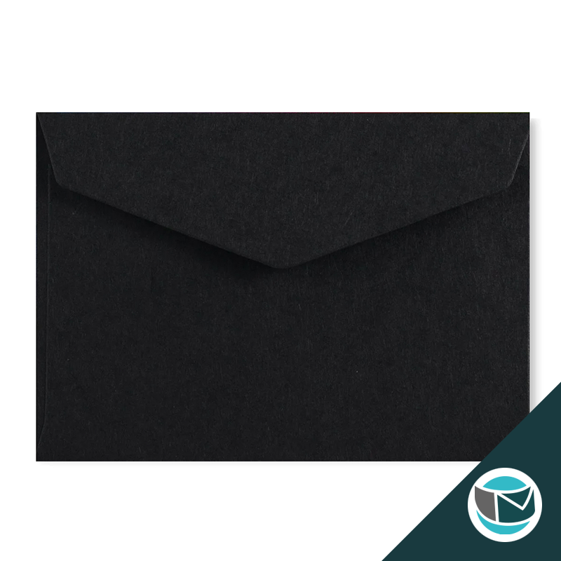 Wenskaart Envelop met Puntklep Strip - 62x94 mm  - Zwart