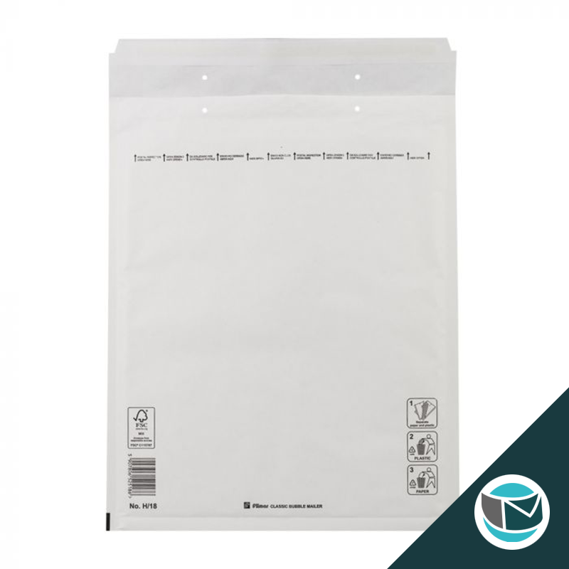 FSC Papier - Witte luchtkussen envelop H-18 tearstrip (EC4) binnenmaat 270x360mm