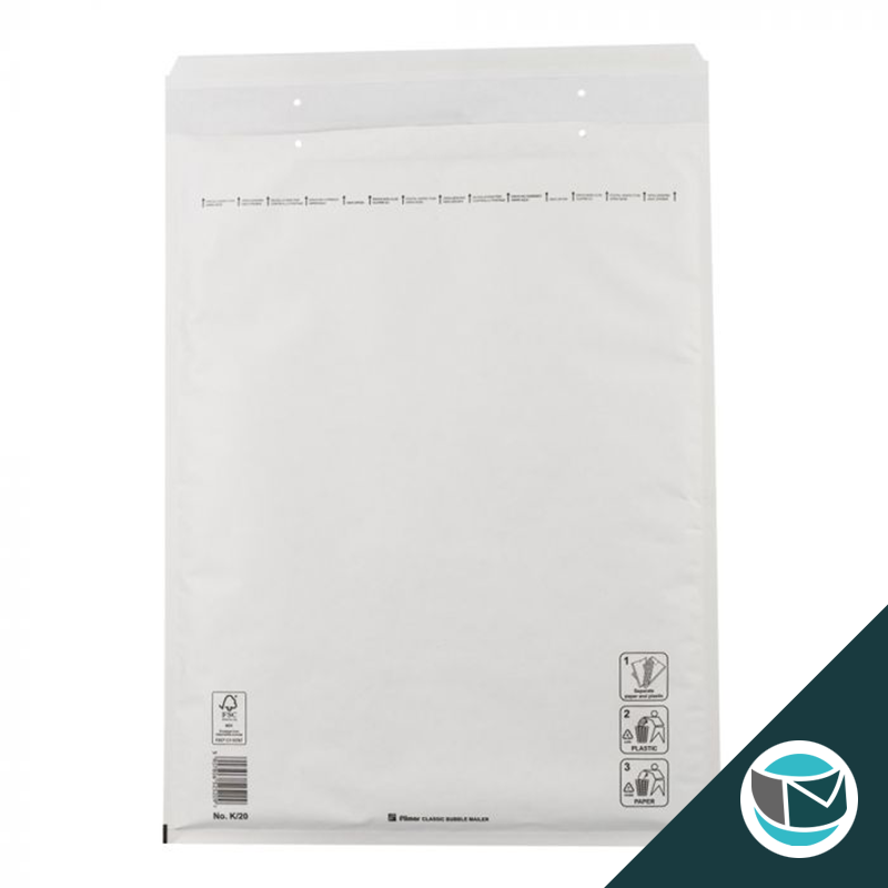 FSC Papier - Witte luchtkussen envelop K-20 tearstrip (A3), binnenmaat 300x455mm
