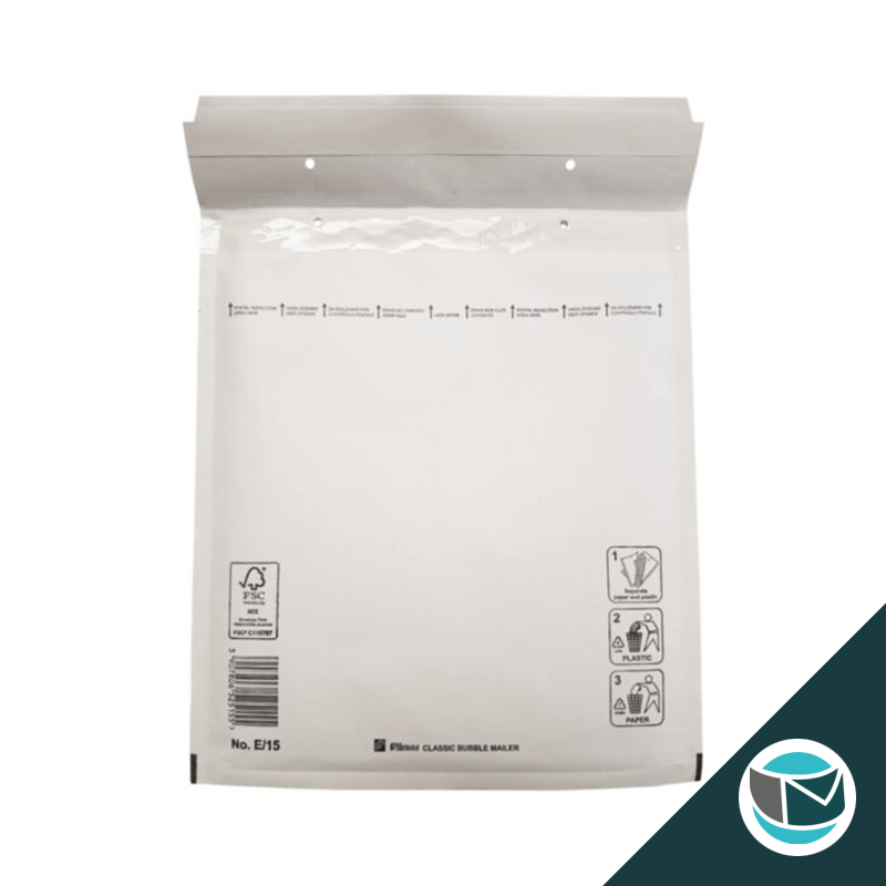FSC Papier - Witte luchtkussen envelop E-15 tearstrip, binnenmaat in 220x265mm